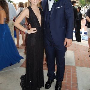 Diane Von Furstenburg black Swarovski Crystal Gown